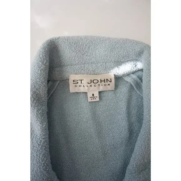 Vintage St. John Blue Knit Jacket with Contrast Trim & Gold Buttons – Size 8 - Picture 4 of 7